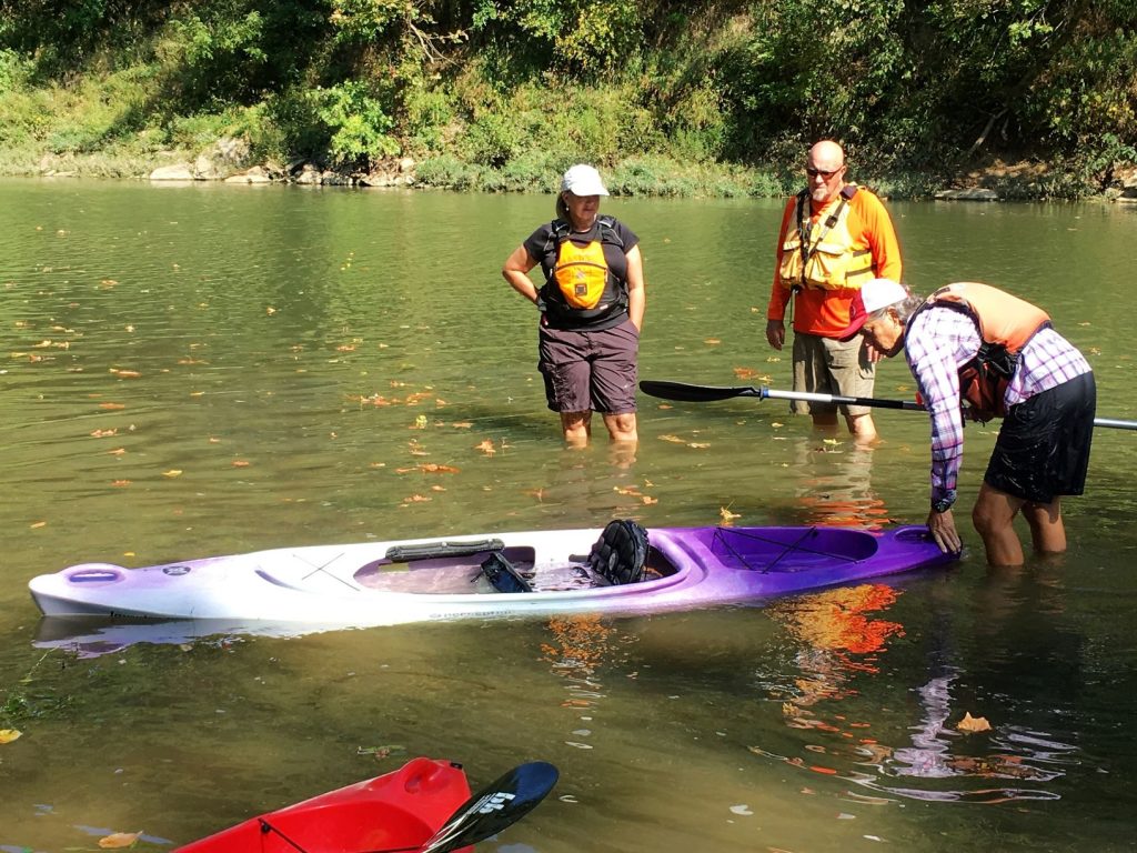 Outdoor class on emptying your kayak