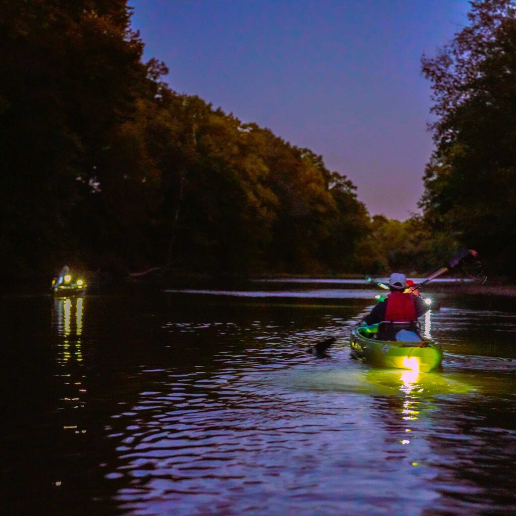 Paddling at Twilight on the guided sunset trip